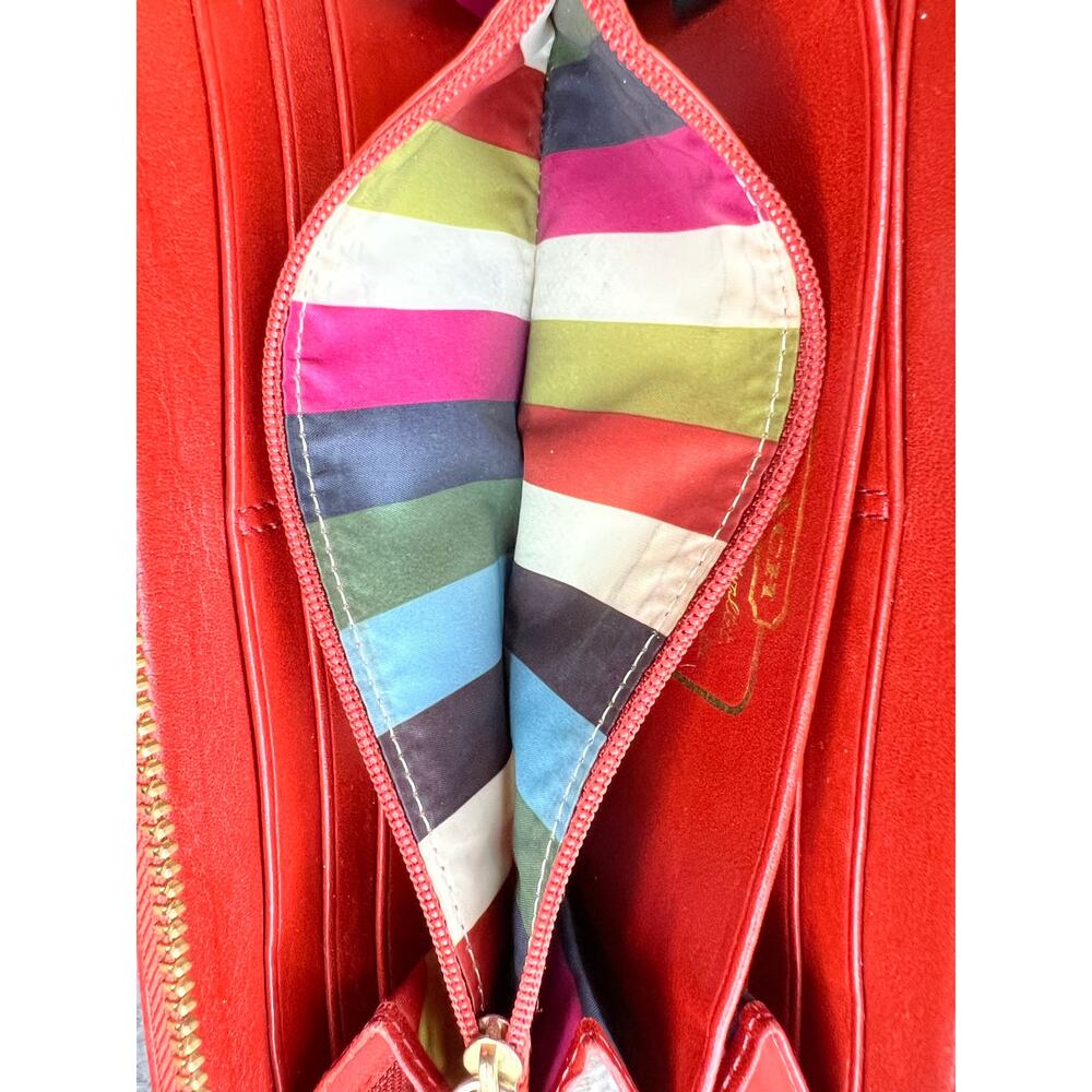 Vintage COACH Heritage Signature Stripe Wallet Red Multi-Color Legacy Lining - Picture 11 of 13